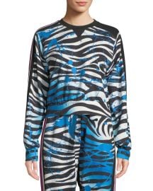 Nola Zebra-Print Cropped Sweatshirt at Neiman Marcus